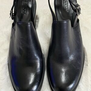 Born Black Leather Women's Slingback Comfort Round Toe Block Heels